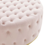 Ensconce Pink Tufted Performance Velvet Round Ottoman - Ornate Home