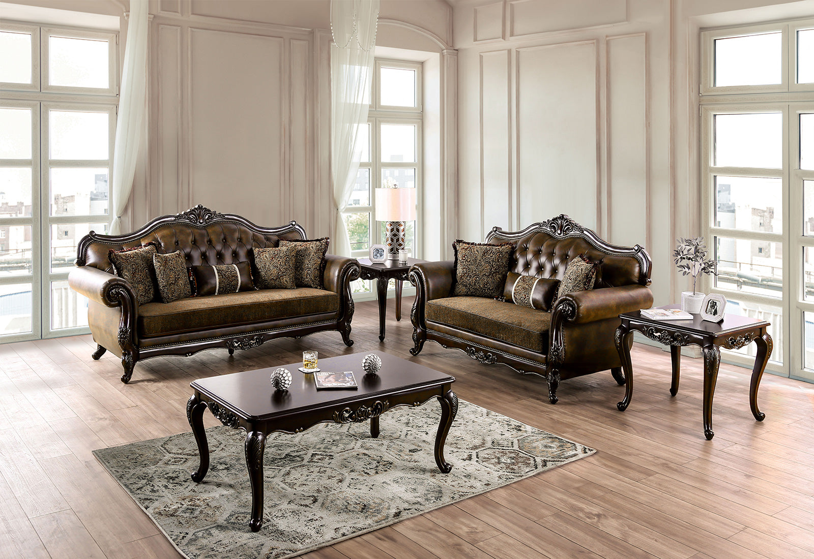 Ensenada Dark Cherry/Brown Loveseat - Ornate Home