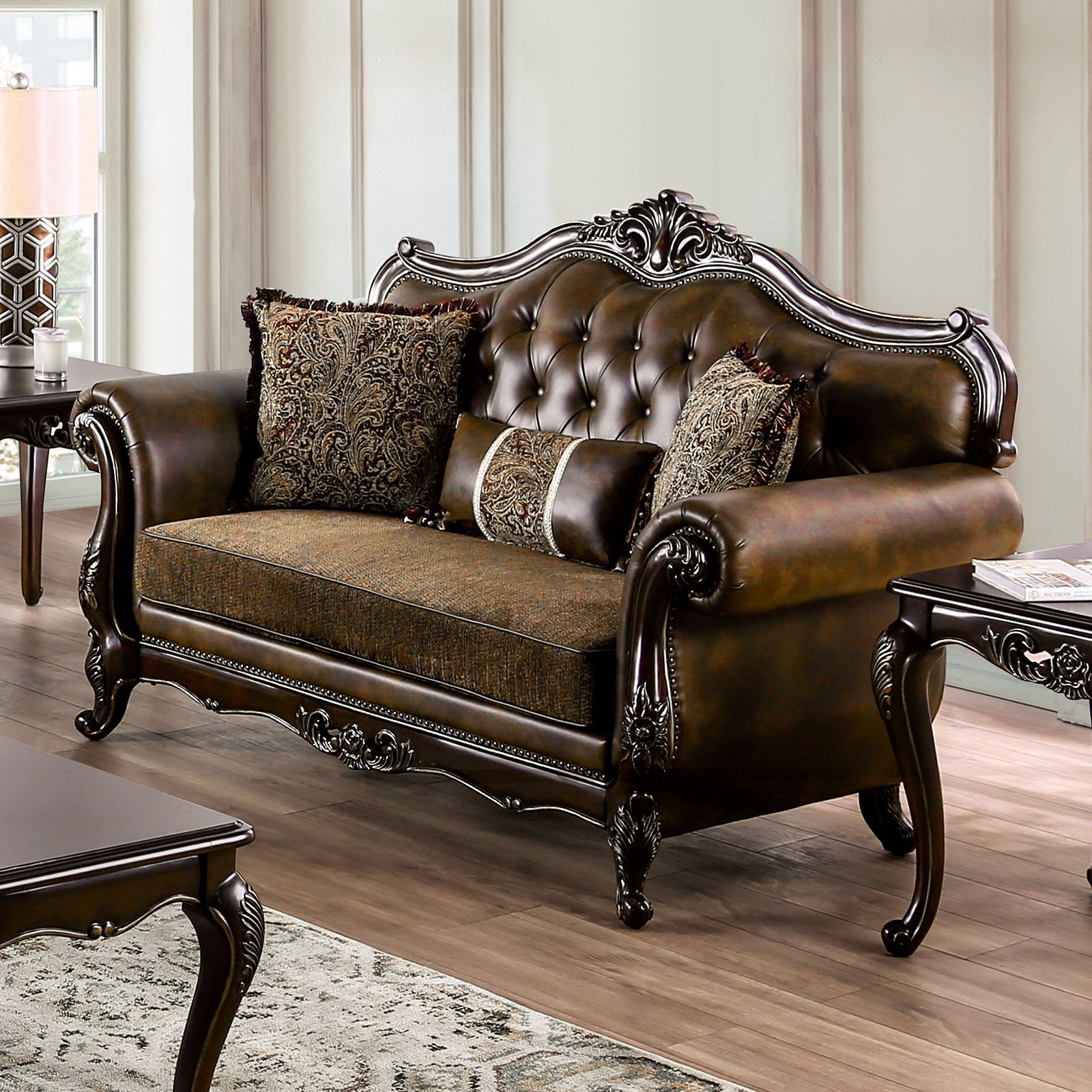 Ensenada Dark Cherry/Brown Sofa & Loveseat - Ornate Home
