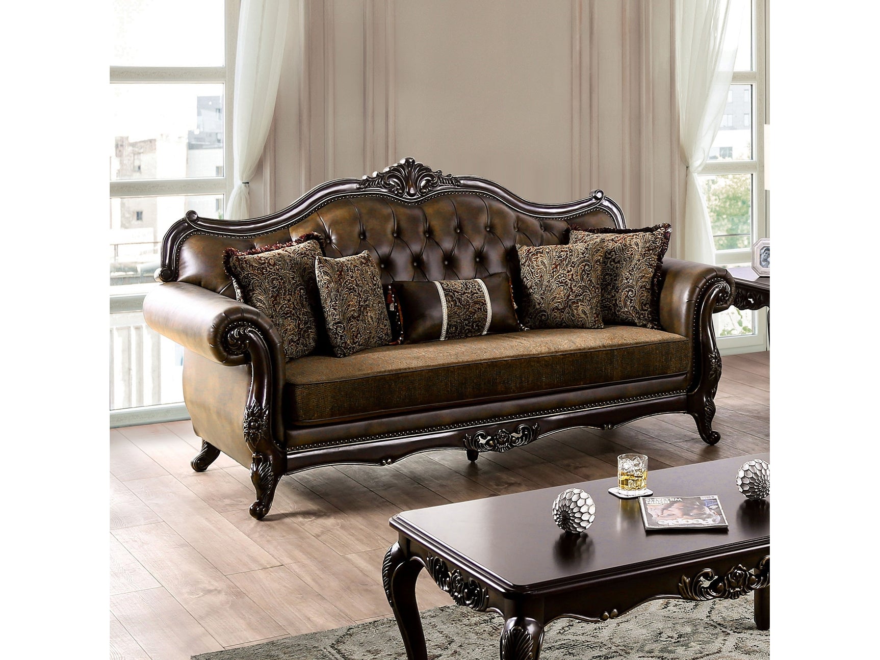 Ensenada Dark Cherry/Brown Sofa - Ornate Home