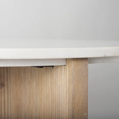 Enzo Light Brown Marble Tabletop with Fluted Wood Base Foyer Accent Table - Ornate Home