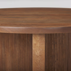 Enzo Medium Brown 32" Round Tabletop with Fluted Wood Base Foyer Accent Table - Ornate Home