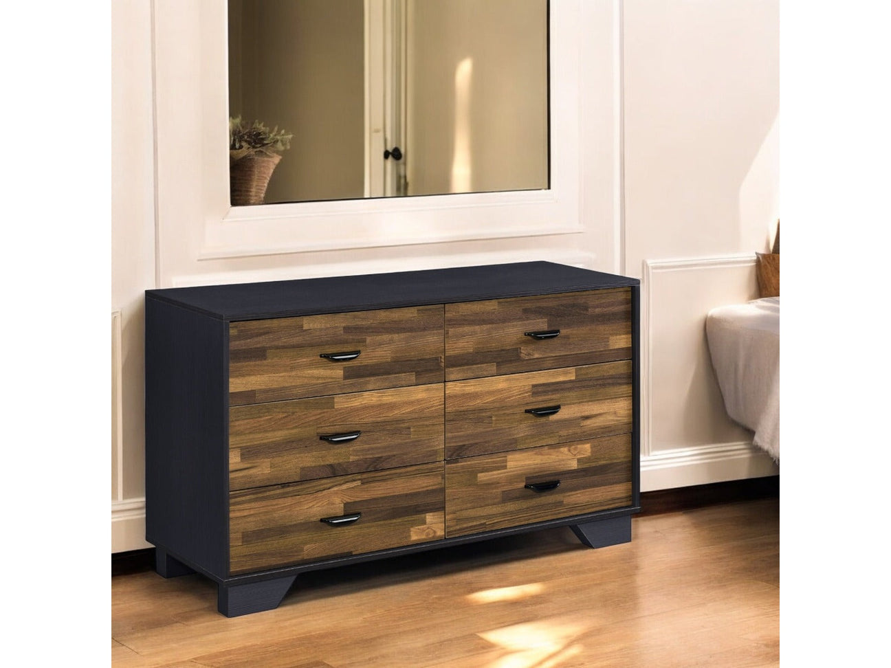 Eos Walnut & Black Dresser - Ornate Home