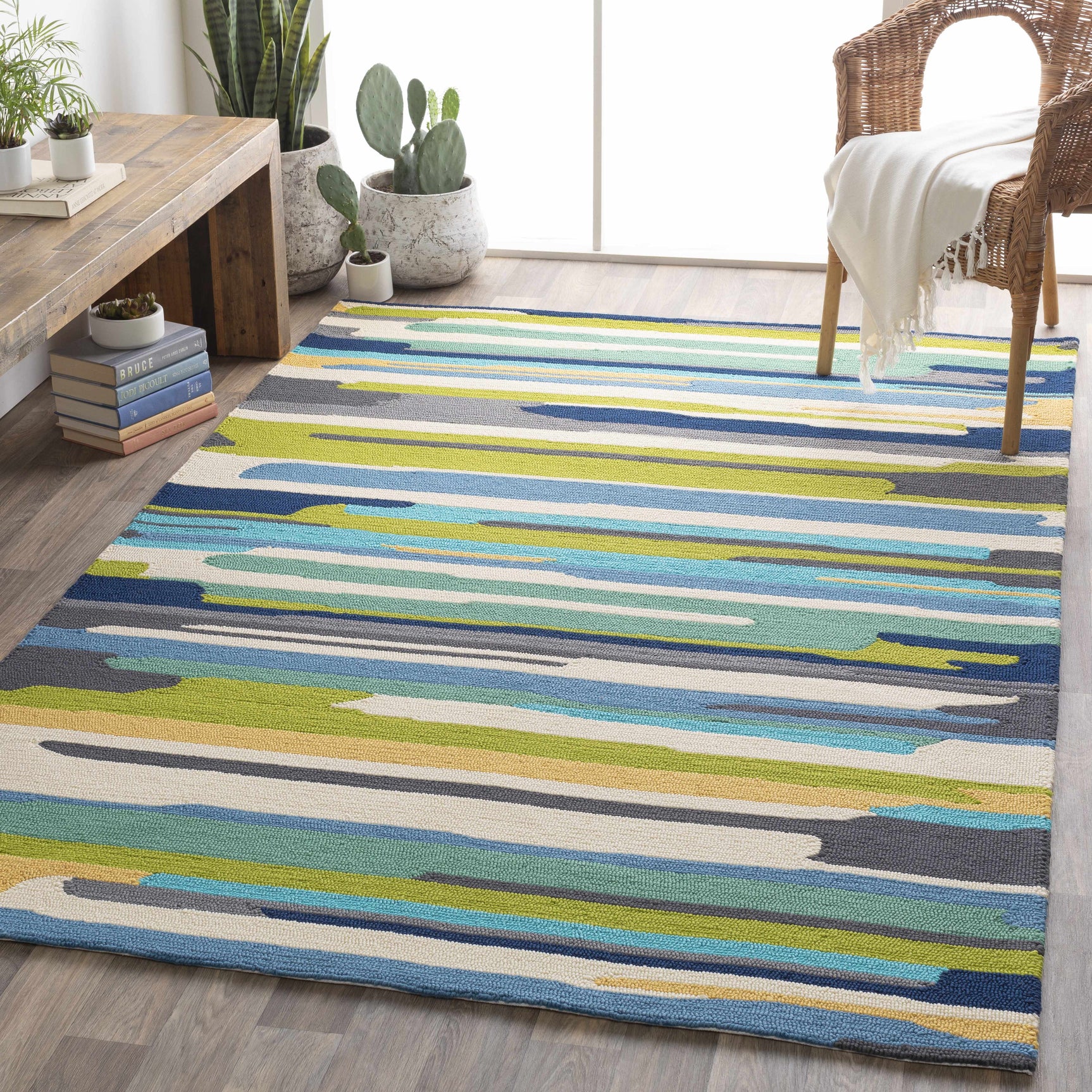 Ephrata Colorful Blue Outdoor Rug - Clearance - Ornate Home