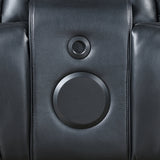 Ephron Black Power Motion Loveseat w/ Console, Power Headrests, LED & Speakers - Ornate Home