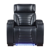 Ephron Black Power Motion Recliner W/Power Headrest & LED - Ornate Home