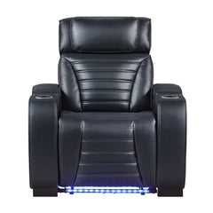 Ephron Black Power Motion Recliner W/Power Headrest & LED - Ornate Home