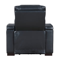 Ephron Black Power Motion Recliner W/Power Headrest & LED - Ornate Home