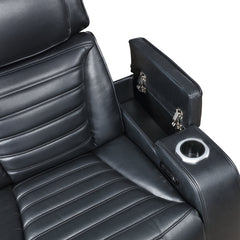 Ephron Black Power Motion Recliner W/Power Headrest & LED - Ornate Home