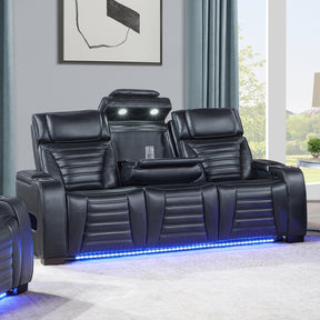 Ephron Black Power Motion Sofa w/ Dropdown Table - Ornate Home