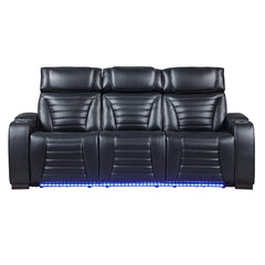 Ephron Black Power Motion Sofa w/ Dropdown Table - Ornate Home