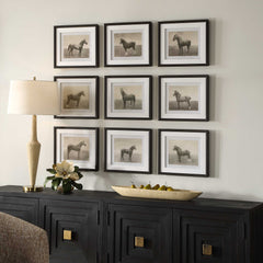 Equine Dynasty Multicolor Framed Prints (Set of 9) - Ornate Home
