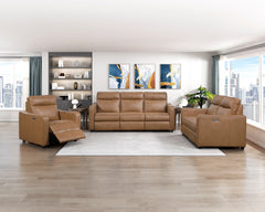 Equinox Brown Power Reclining Chair With Curved Track Arms - Ornate Home