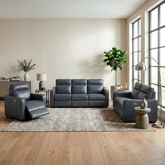 Equinox Gray Power Reclining Chair With Curved Track Arms - Ornate Home