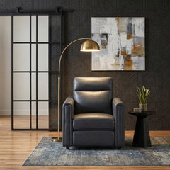 Equinox Gray Power Reclining Chair With Rounded Track Arms - Ornate Home