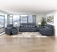 Equinox Gray Power Reclining Chair With Rounded Track Arms - Ornate Home