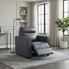 Equinox Gray Power Reclining Chair With Rounded Track Arms - Ornate Home