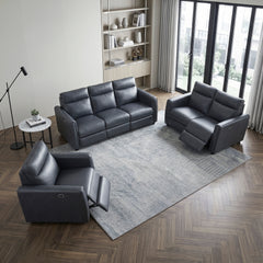 Equinox Gray Power Reclining Chair With Rounded Track Arms - Ornate Home