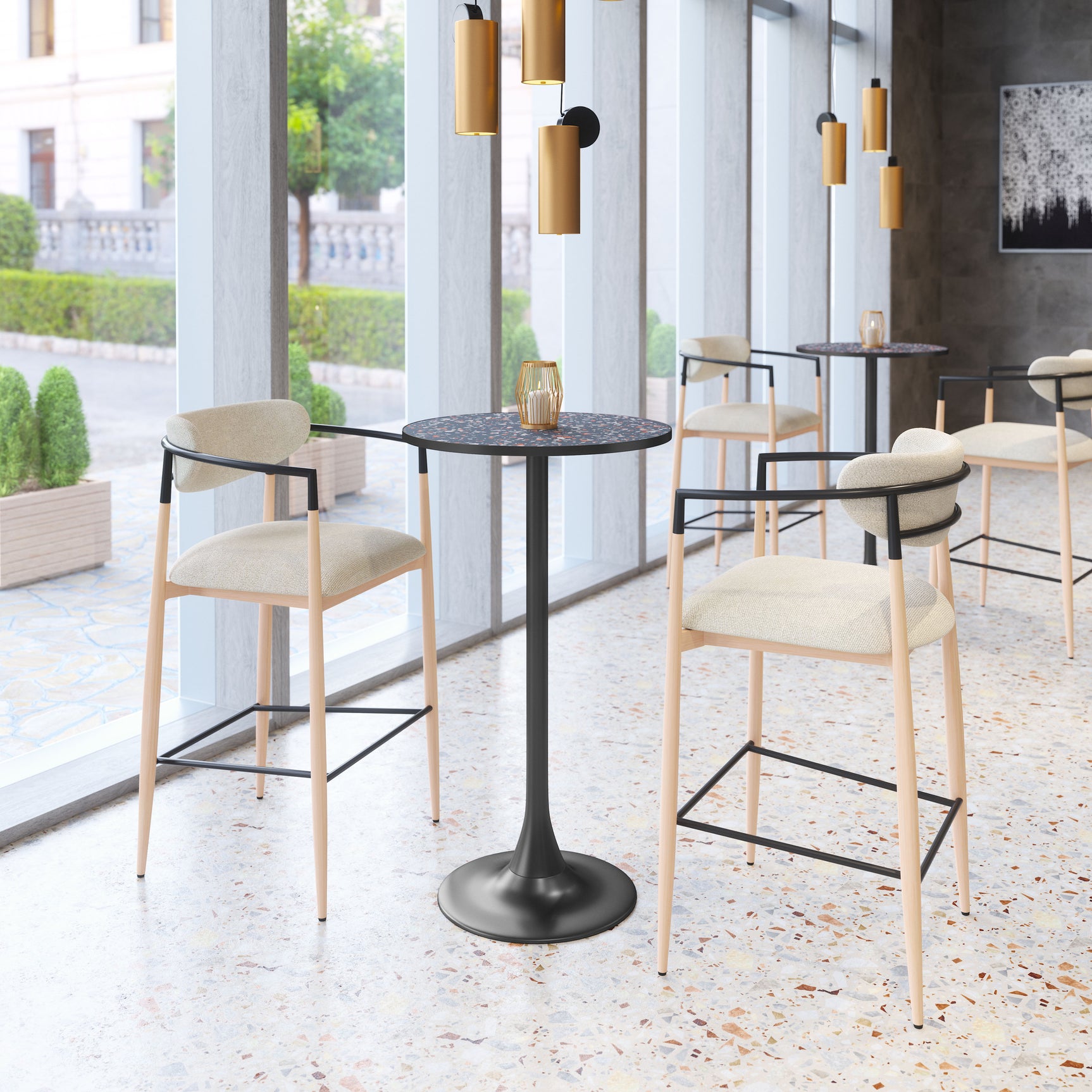 Equinox Oyster Gray & Natural Barstool