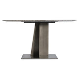 Equis Silver Travertine/Graphite Dining Table - Ornate Home