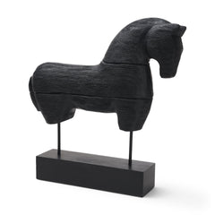 Equus Black Wooden Horse Decorative Object - Ornate Home
