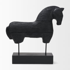Equus Black Wooden Horse Decorative Object - Ornate Home