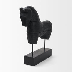 Equus Black Wooden Horse Decorative Object - Ornate Home