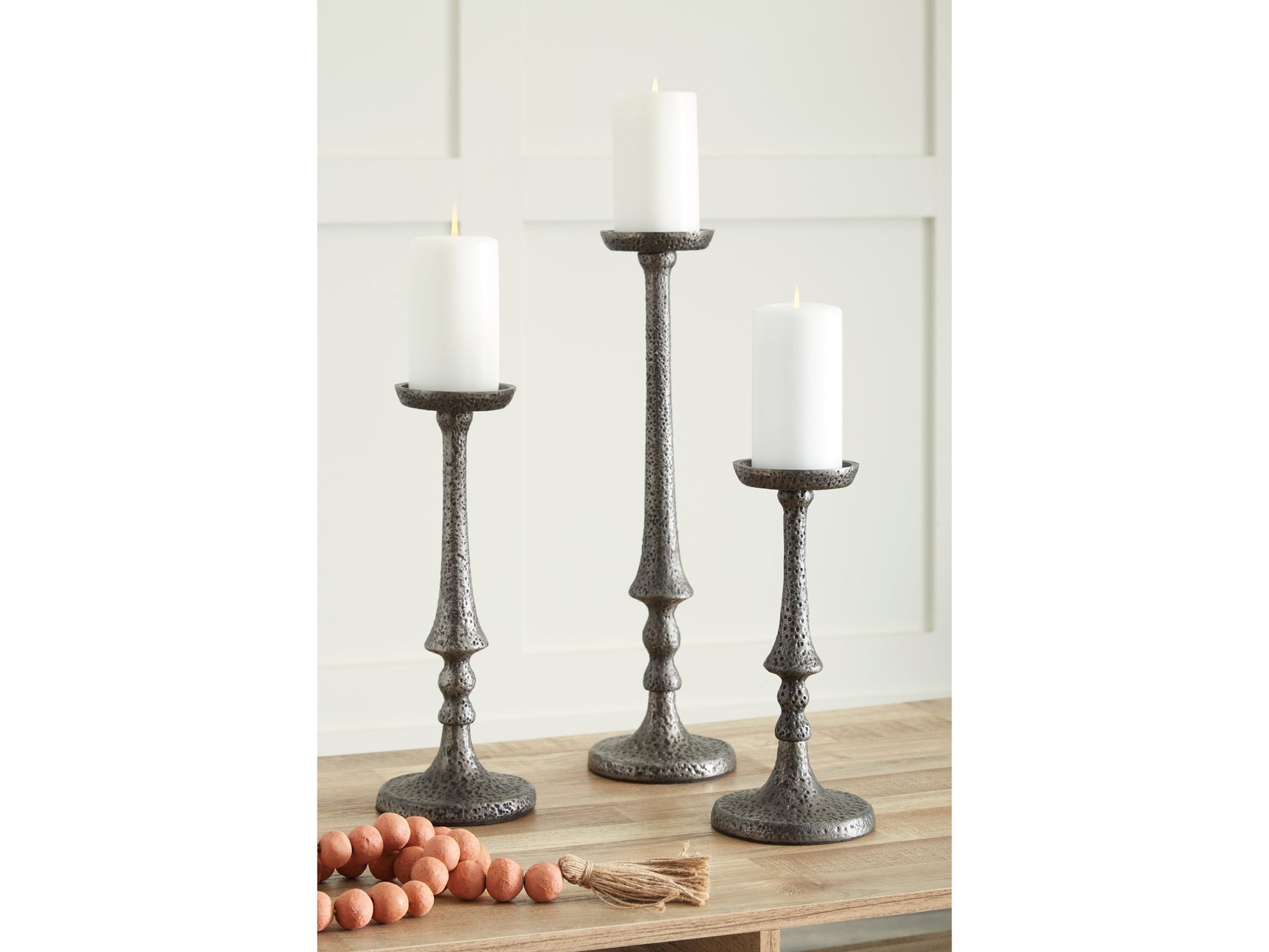Eravell Pewter Finish Candle Holder (Set of 3) (Online Special Price) - Ornate Home