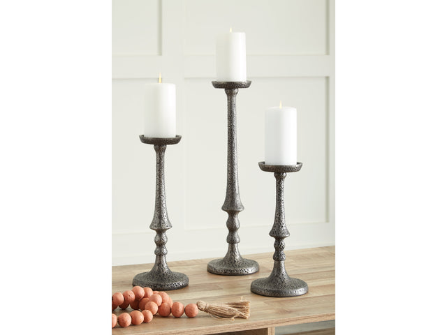 Eravell Pewter Finish Candle Holder (Set of 3) (Online Special Price) - Ornate Home