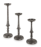 Eravell Pewter Finish Candle Holder (Set of 3) (Online Special Price) - Ornate Home