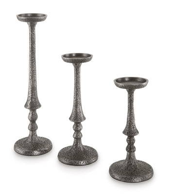 Eravell Pewter Finish Candle Holder (Set of 3) (Online Special Price) - Ornate Home