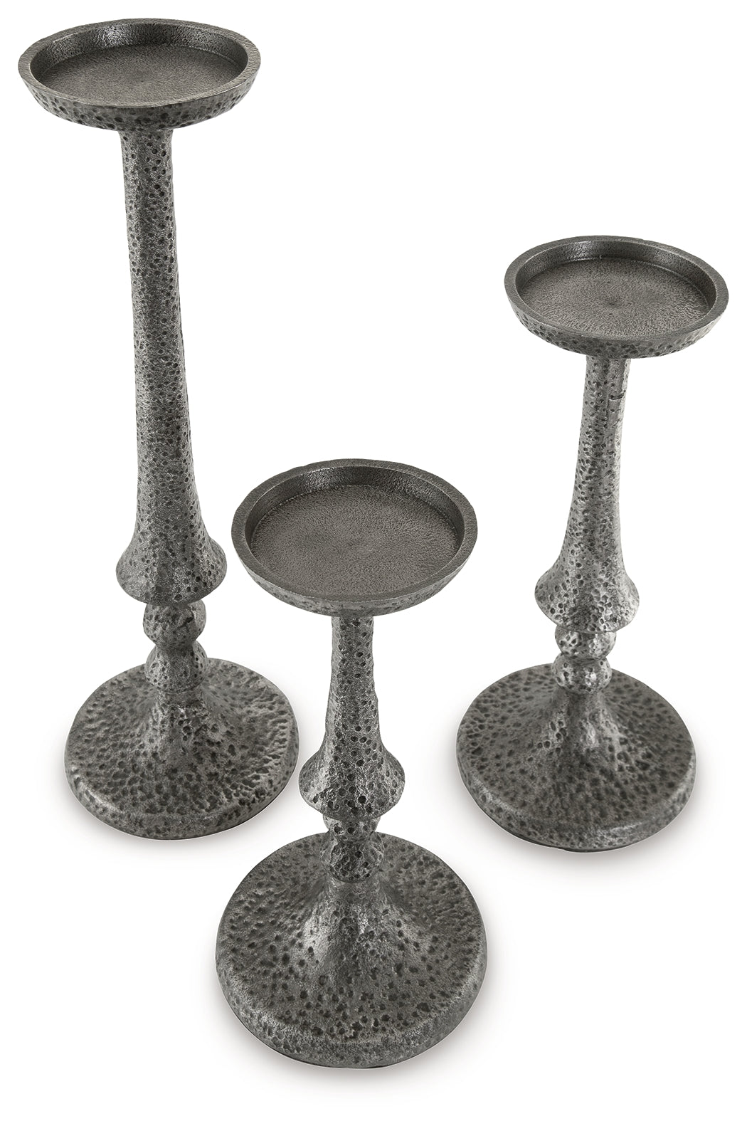 Eravell Pewter Finish Candle Holder (Set of 3) (Online Special Price) - Ornate Home
