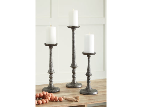 Eravell Pewter Finish Candle Holder (Set of 3) - Ornate Home
