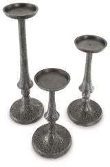 Eravell Pewter Finish Candle Holder (Set of 3) - Ornate Home
