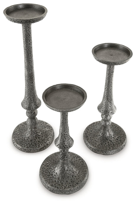 Eravell Pewter Finish Candle Holder (Set of 3) - Ornate Home