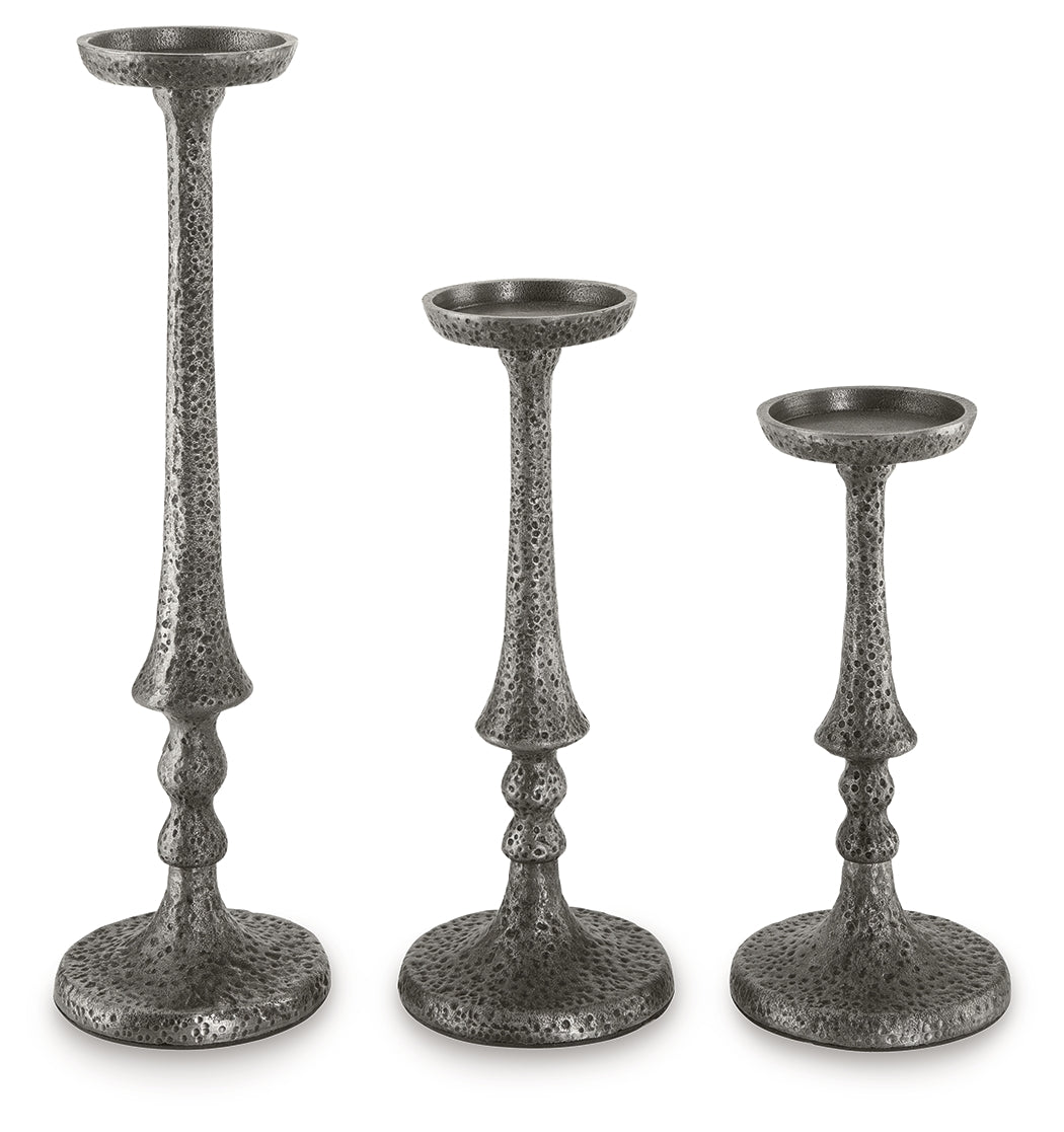 Eravell Pewter Finish Candle Holder (Set of 3) - Ornate Home
