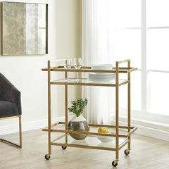 Erena Brass Bar Cart - Ornate Home