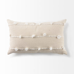 Erica Cream/White 13x21 Pillow Cover with Down Filler (Set of 2) - Ornate Home