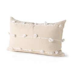 Erica Cream/White 13x21 Pillow Cover with Non-Allergen Filler (Set of 2) - Ornate Home