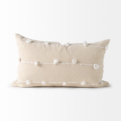 Erica Cream/White 13x21 Pillow Cover with Non-Allergen Filler (Set of 2) - Ornate Home