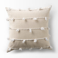 Erica Cream/White 20x20 Pillow Cover with Non-Allergen Filler (Set of 2) - Ornate Home