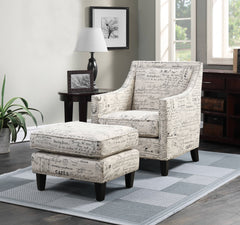 Erica French Script/Espresso Chair & Ottoman - Ornate Home