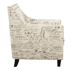 Erica French Script/Espresso Chair & Ottoman - Ornate Home