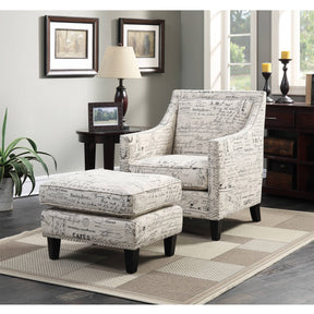 Erica French Script Ottoman with Chrome Nails - Ornate Home