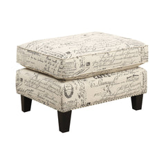 Erica French Script Ottoman with Chrome Nails - Ornate Home