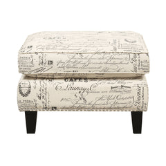 Erica French Script Ottoman with Chrome Nails - Ornate Home