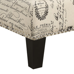 Erica French Script Ottoman with Chrome Nails - Ornate Home