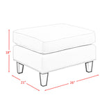 Erica French Script Ottoman with Chrome Nails - Ornate Home