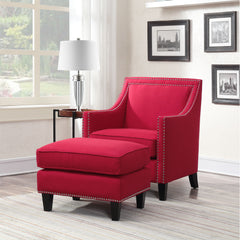 Erica Heirloom Berry Ottoman with Chrome Nails - Ornate Home