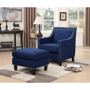 Erica Heirloom Blue/Espresso Chair & Ottoman - Ornate Home